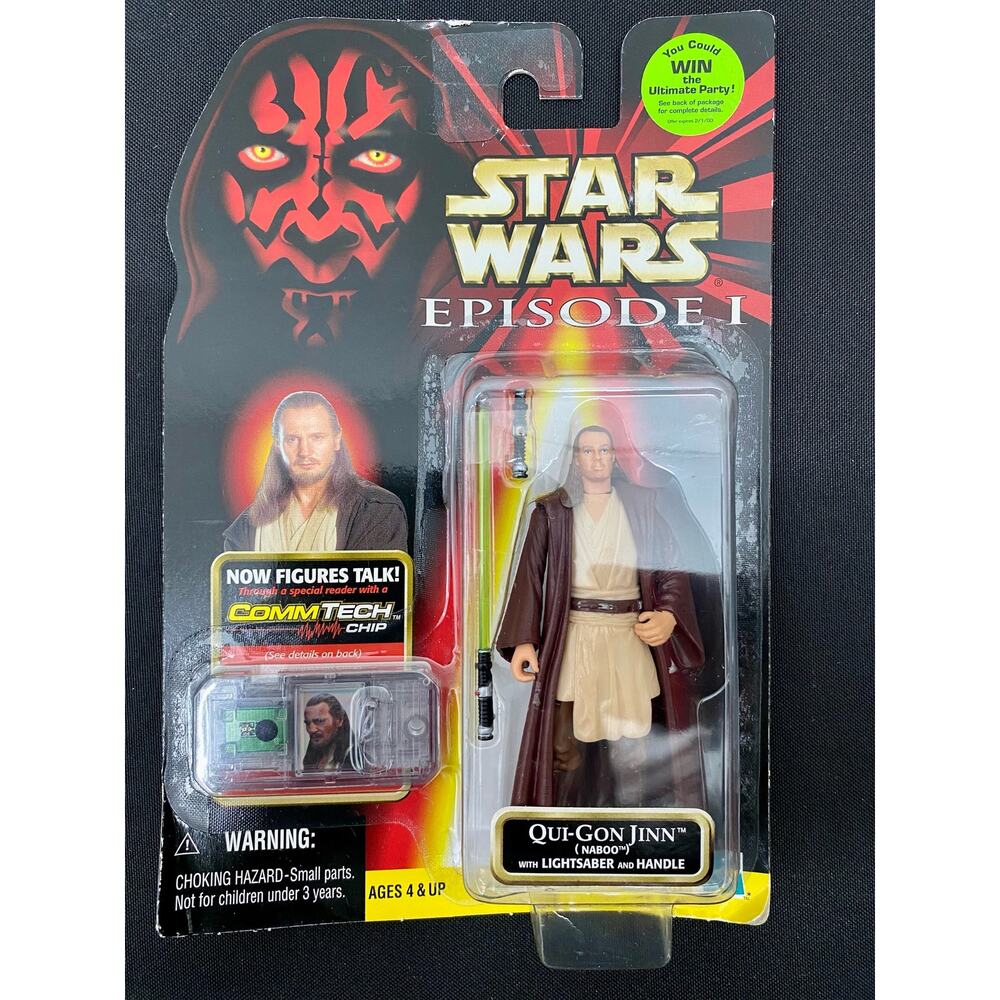 New Star Wars Episode I: Qui-Gon Jinn W/ Vintage Jedi Quest Party Card Attached